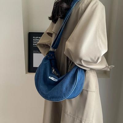 Casual Denim Zipper Ladies Shoulder Bags Sewing Thread  Free Shipping  Hot Sale Crossbody Bags for Women