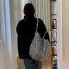 Silver and White Casual Leopard Print Shoulder Bag Women's Canvas Bag New Commuter Versatile Large-capacity Commuter Portable Shopping Bag