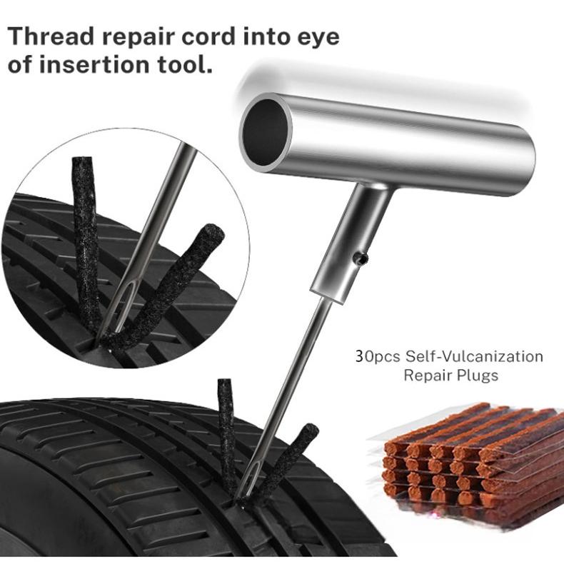 33/58Pcs Auto Tire Repair Set Puncture Repair Tools Car Motorcycle Bike Emergency Heavy Duty Tubeless Tire Repair Rivet Tool Set