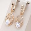 Kienl Rose Gold Color Crystal Flower Long Earring For Women Glossy Big Natural Zircon Drop Earring Trend Daily Jewelry