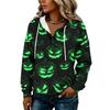 Women's Halloween Print Hoodie Button Front Long Sleeve Sweatshirt