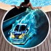 Sport Car Round Beach Towel,Cool Racing Print Sand Resistant Beach Blanket,Absorbent Quick Dry Pool Towel Portable Picnic Mat