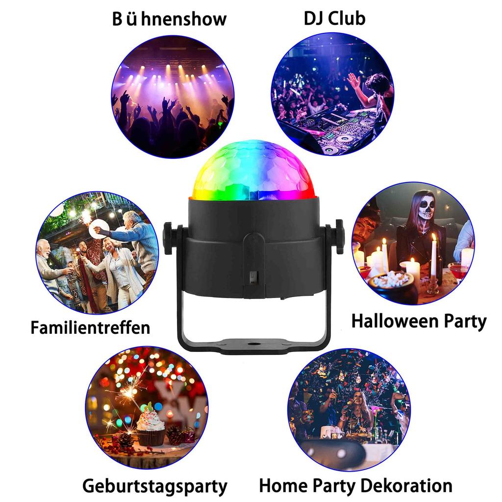 Disco Ball Disco Lights LED Party Lamp Music Controlled Disco Light Effects DJ Party Lights 360° Rotating Ball Lights 3W RGB Stage Lights with Remot