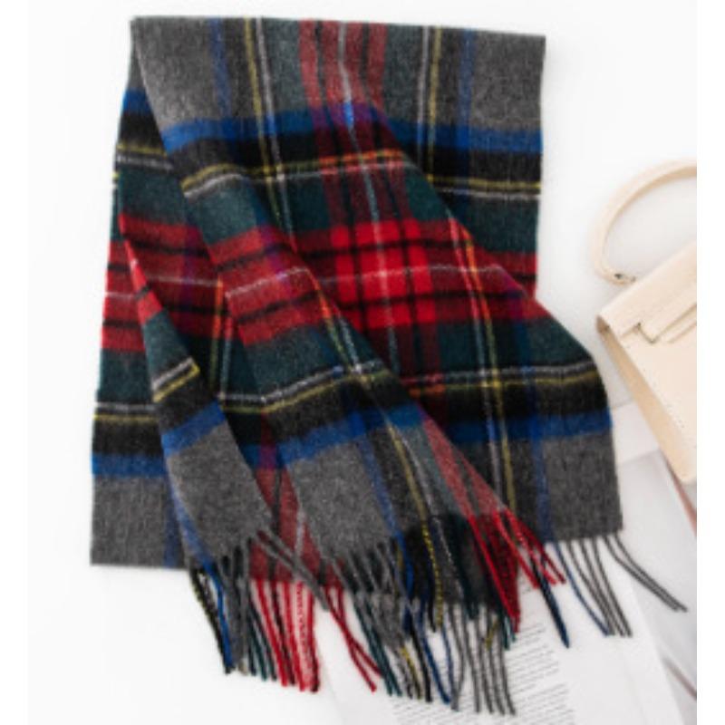 

New Year Wool Scarf Plaid Women s Autumn and Winter Versatile Shawl Student Plaid Simple Warm Scarf Cashmere Feel 30*180cm