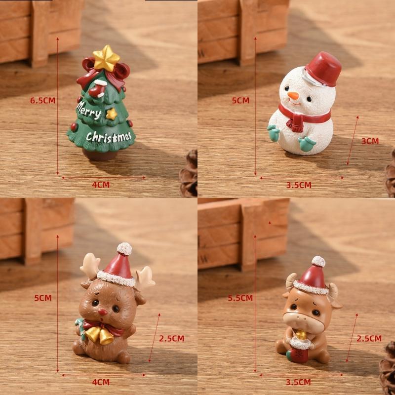  Hand Carved Christmas Resin Animal Figurines Durable Home Decorations