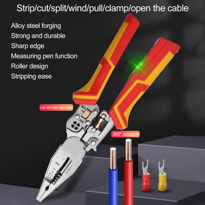 9-in-1 Wire Stripper with Non-Slip Handle Electricity Measurement Function Multifunctional Portable Wire Stripper Cable Scissor