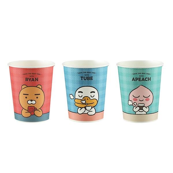 Kakao Friends Ryan Cafe Pappbecher Ryan 285ml x 50p + Apeach 285ml x 25p + Tube 285ml x 25p Set, 1 Set, Koreas bester Charakter