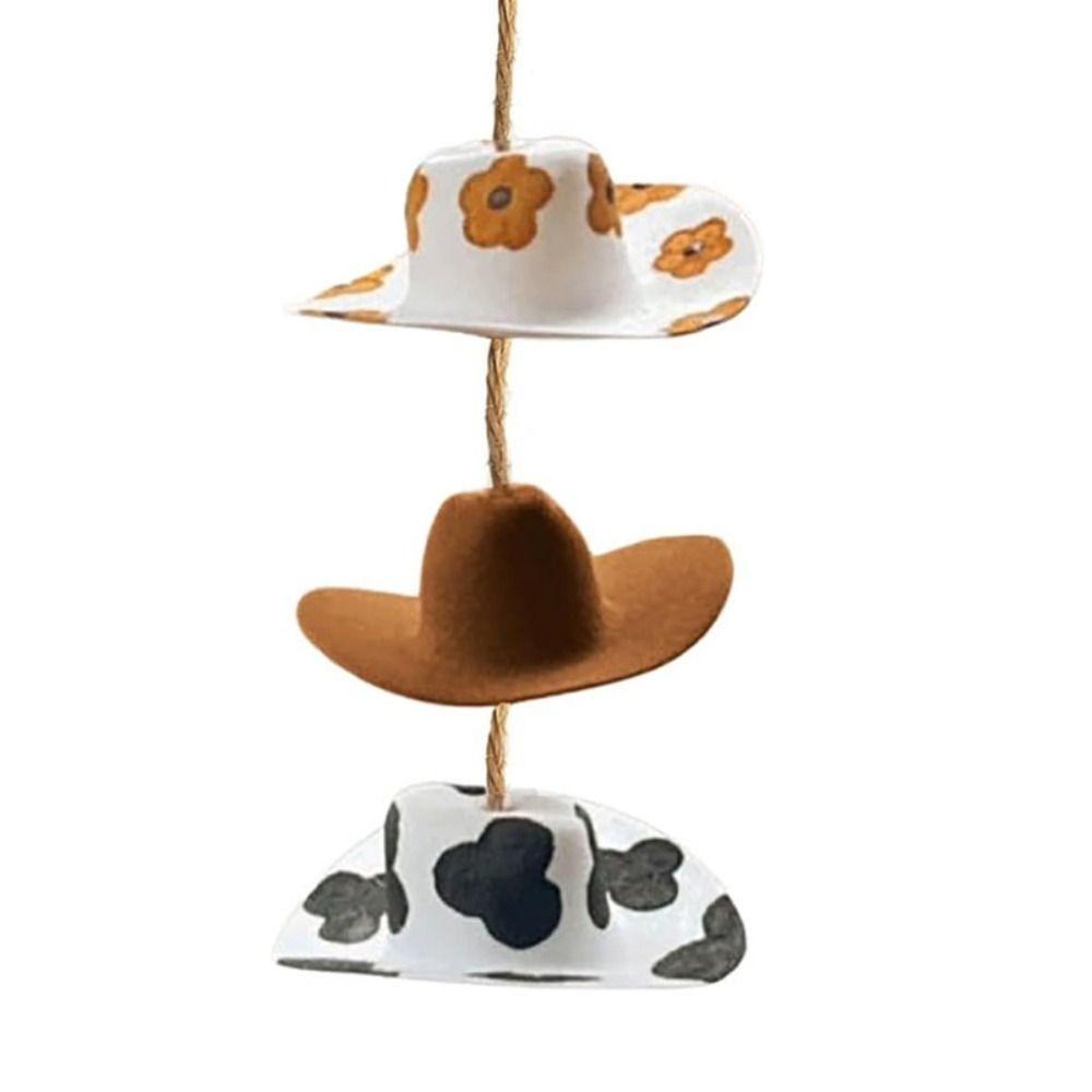 Cow pattern Car Pendant Mini cap Cowboy Hat Car Decoration Rearview Mirror Pendant  Auto Interior
