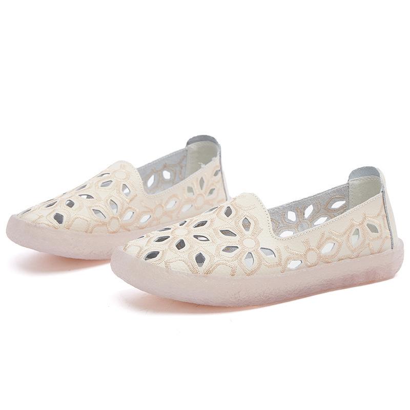 Neue Mokassins Damen Ballerinas Sommer Aushöhlen Herbst Damen Loafers Leder Damen Slipper Damenschuhe Casual Größe 35-43
