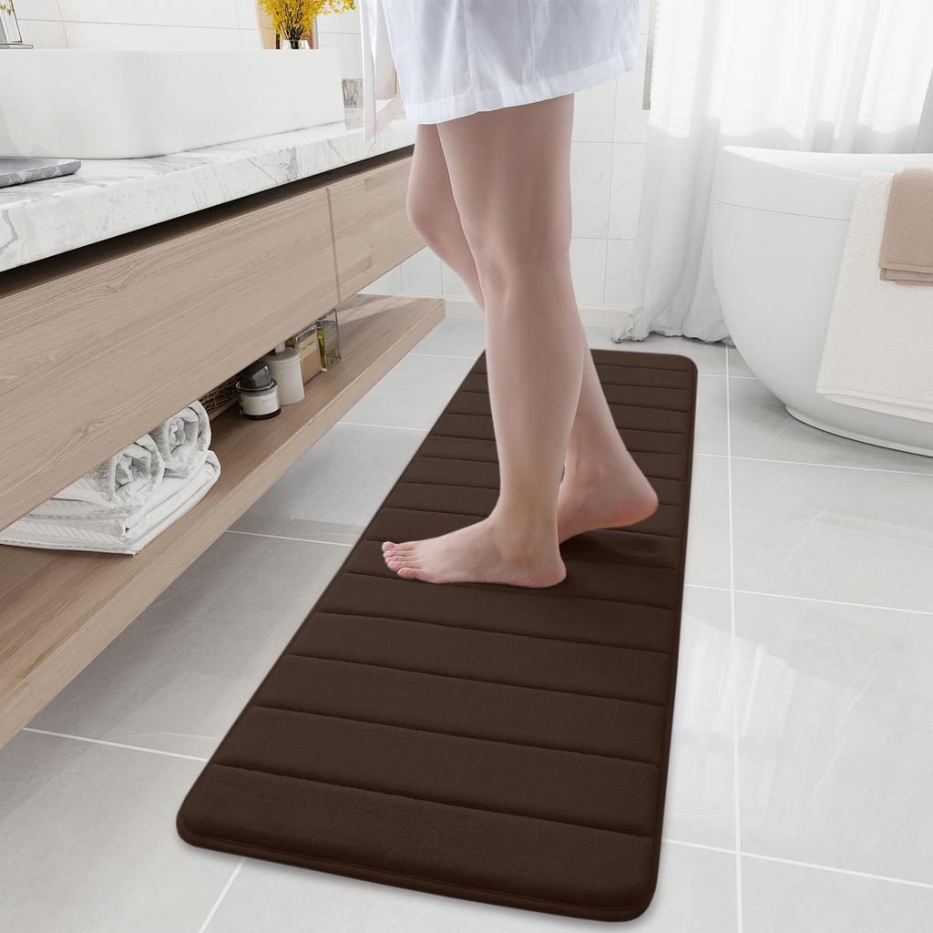 Olanly Soft Memory Foam Bathroom Bath Mat Absorbent Non-Slip Bath Mat Washable Comfortable Bath Mat Easy to Dry For Bathroom Rug