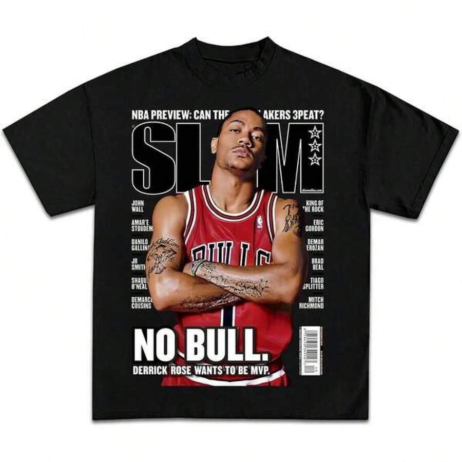 T Shirt Print GraphicCotton Tees Size Plus Cartoon Round Neck Short Sleeve Slam Magazine Derrick