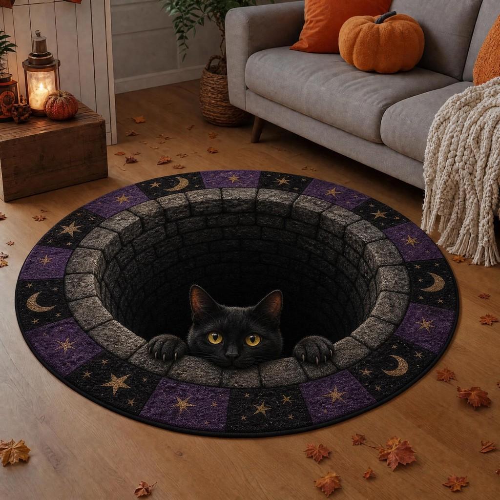 Halloween Round Non Slip Rug With Horrible Printed Design For Living Room Decor