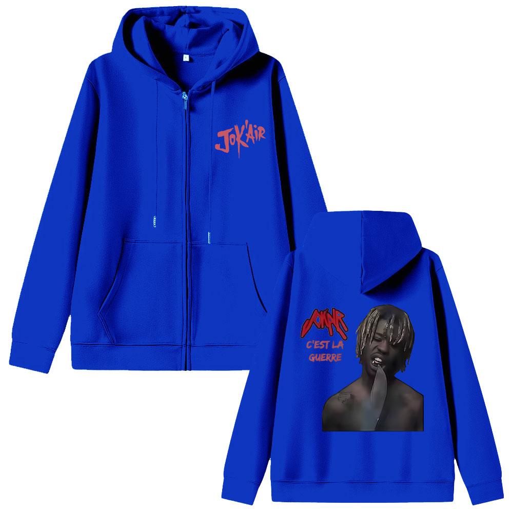 Rapper Jokair C'est La Guerre Album Merch Zipper Hoodie Men Women Vintage Oversized Zip Up Jacket