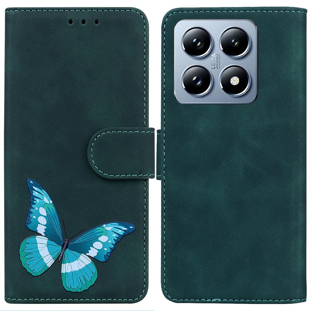For Xiaomi 14T Pro Stand Case PU Leather Phone Cover Butterfly Printed