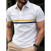 Men's Short Sleeved Polo Shirt 3D Striped Pattern Print - Street Casual, Fashionable and Comfortable