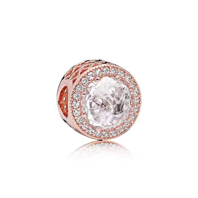 Miniso Sparking Rose Gold Plated Charm Bead Charms Dangle Authentic Compatible With copper Bracelets Necklaces Bead Ideal For Diy Jewellery Women Gift