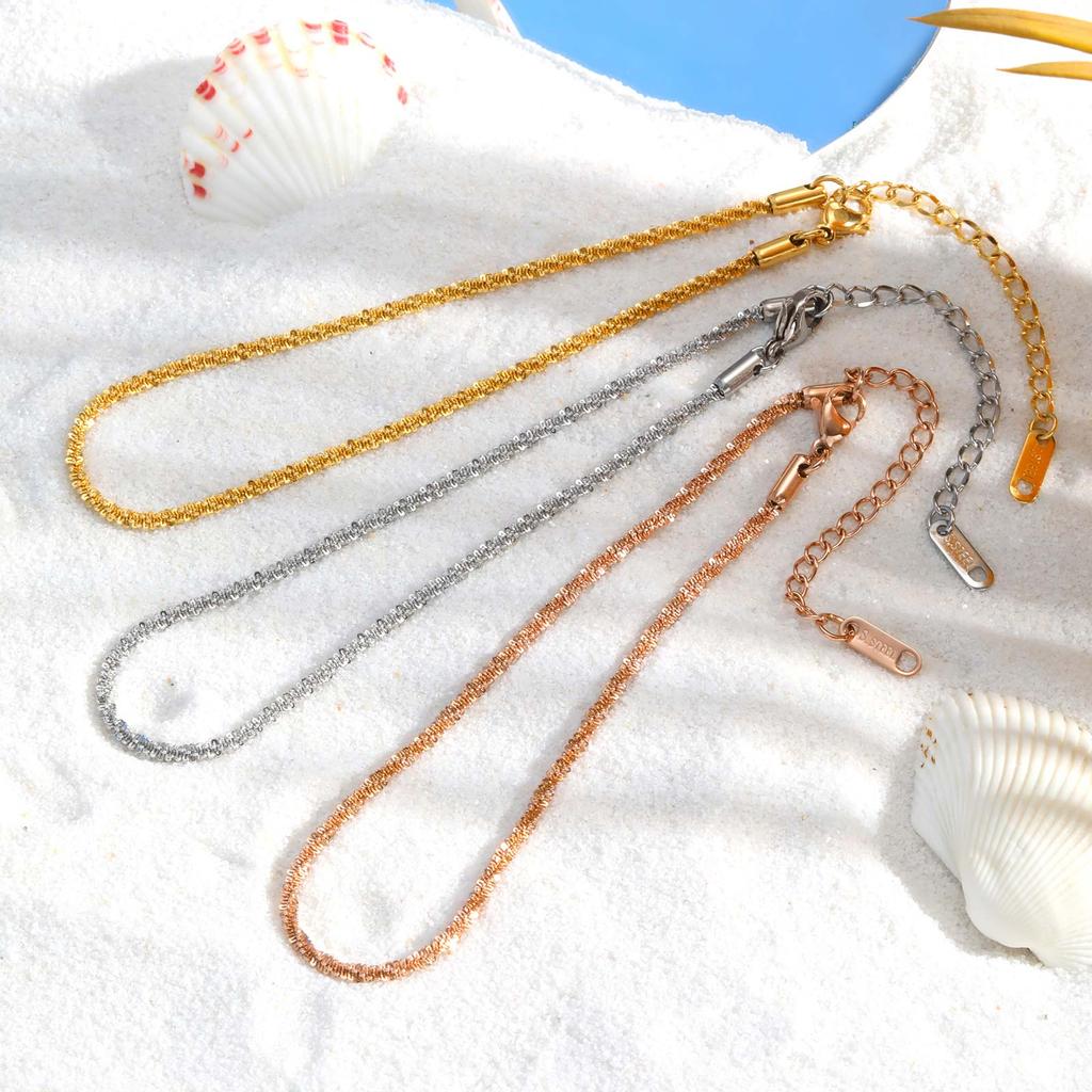 Stainless Steel Sparkling Ankle Chain Bracelet for Women, Gold Plated Trendy Minimalist Anklet, Waterproof Birthday Jewelry Gift