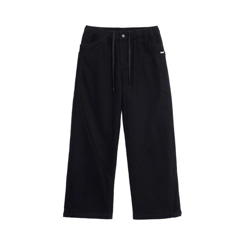 

Bodydream Workwear Straight-Leg Wide-Leg Casual Pants for Men, Twill Pure Cotton Patch Pocket Fleece-Feel Work Pants/Cuff Straps Black, Regular Fit XXL(95-100kg)