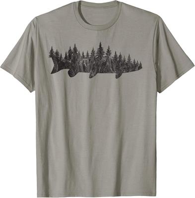 Musky Pine Forest Treeline - Outdoor Fishing Angler T-Shirt