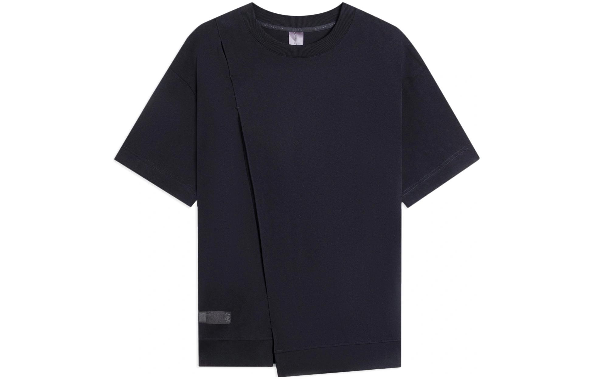 Li Ning T Shirts Men s Black Crew Neck Moderate Straight Fit AHSSA87-1 XL