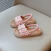 Roman Style Flower Decor Beach Sandals, Soft Sole Open Toe Trendy Shoes for Girls