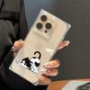 Square Back Tube Protection Clear Case For iPhone 13 15 Plus 12 16 ProMax 14 Pro Max 11 Anti-Oxygen,Loving Cat And Mouse Eye Contact Pattern Casing