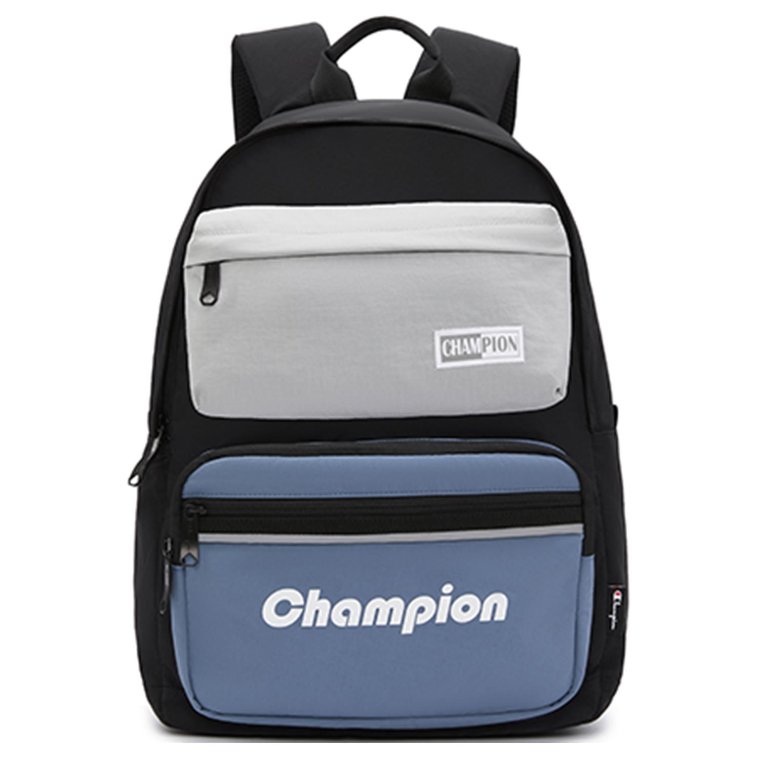 

Champion FW24 Letter Logo Color Block Detachable Pocket Large Capacity Daily Campus Commuter Versatile Nylon Backpack Unisex Backpack U5AACPU15 Black & Peak Blue & Stone Gray
