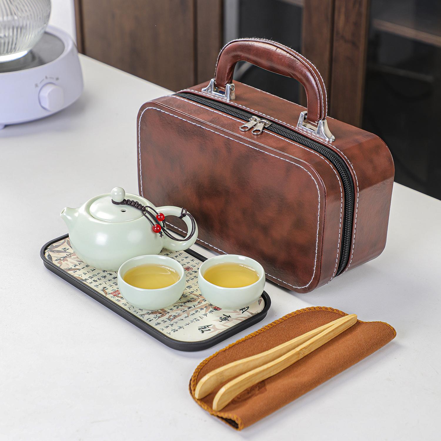Xishi Pot Tea Set Portable One Pot Four Cups Portable Tea Pot Set Outdoor Travel Tea Set Souvenir