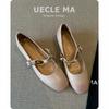 Super soft lambskin~ retro French single shoes women's thick heel new models are beautiful and not tired shoes medium heel Mary Jane shoes