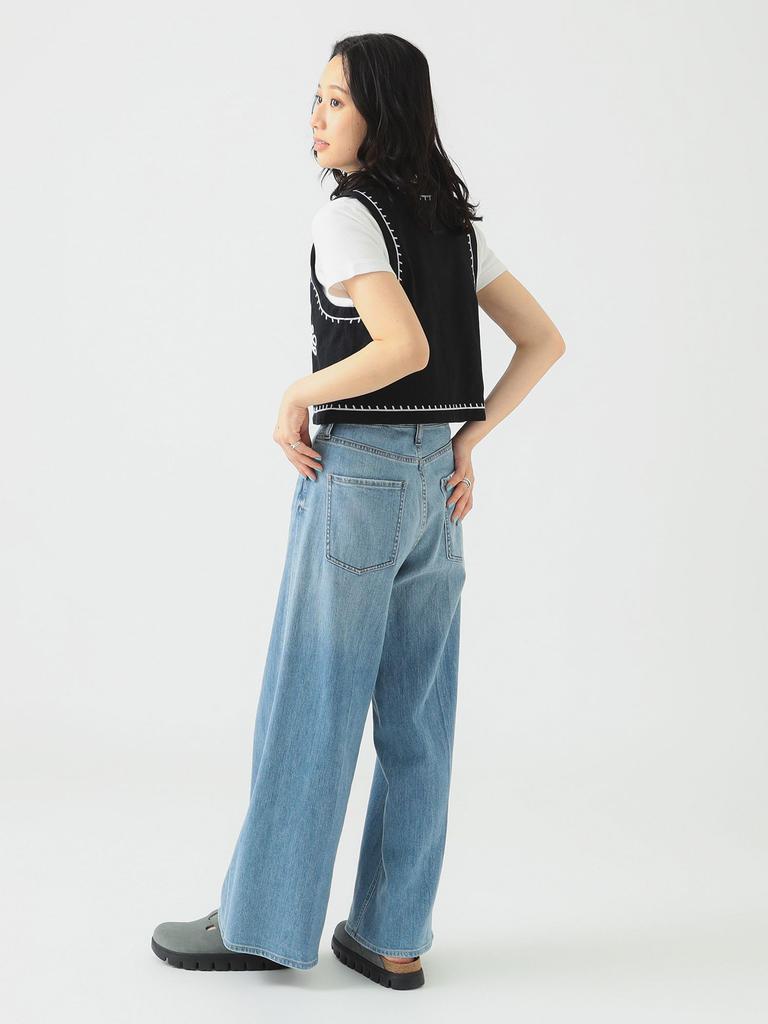 B:MING LIFE STORE by BEAMS Women's Cord Embroidered Down Jacket/Vest, Black, One Size