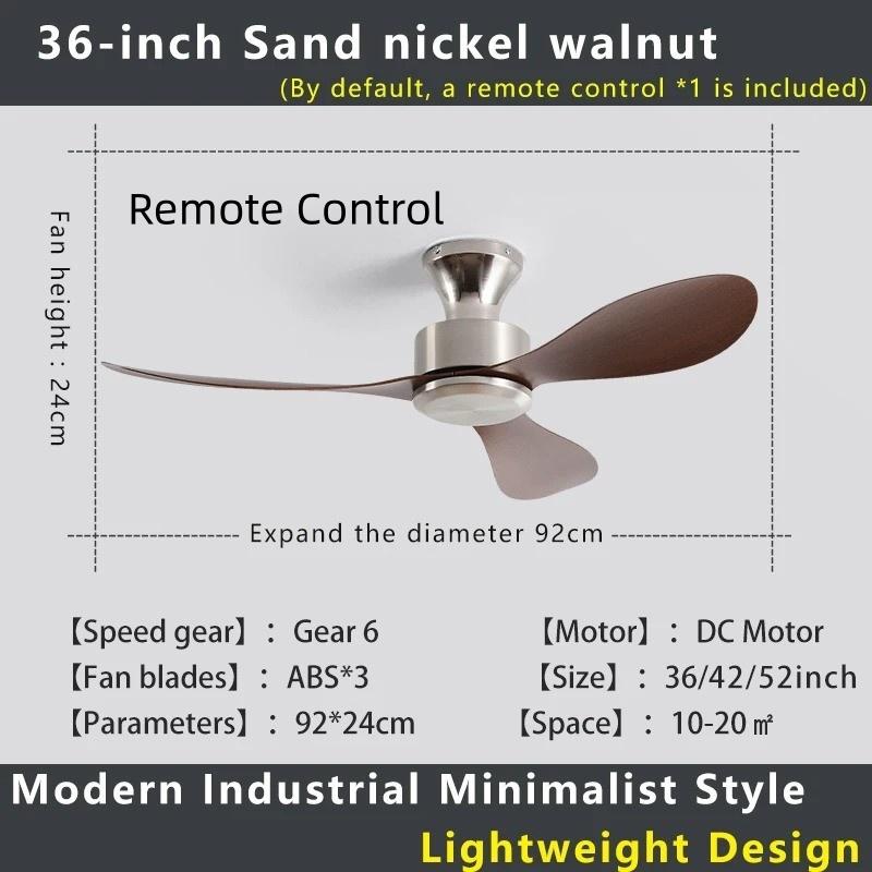 36-52" No-Light Design Multi-Space Use Electric Fan Low-Profile Flush Mount Ceiling Fan Remote Control Industrial Vintage Fan