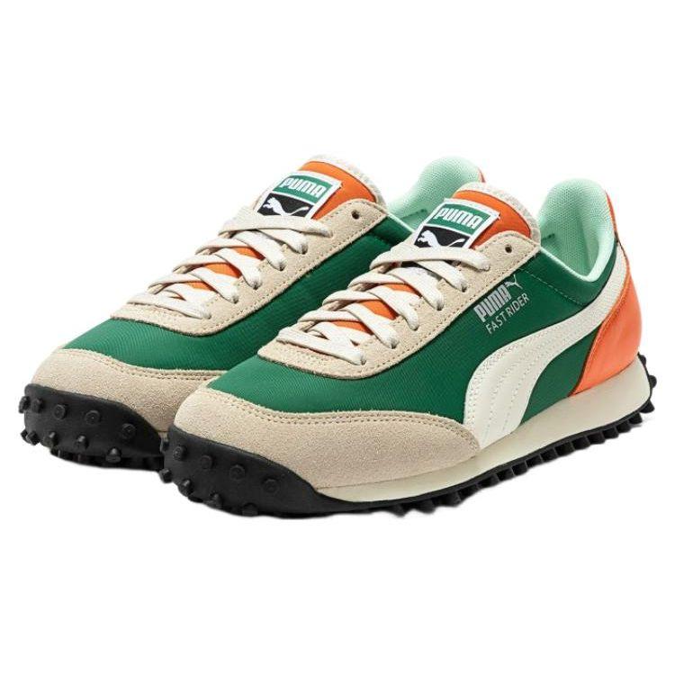 PUMA Fast Rider Dream Leather Mesh Retro Low Top Lifestyle Sneakers Unisex sneakers White Green Brown 393993-01