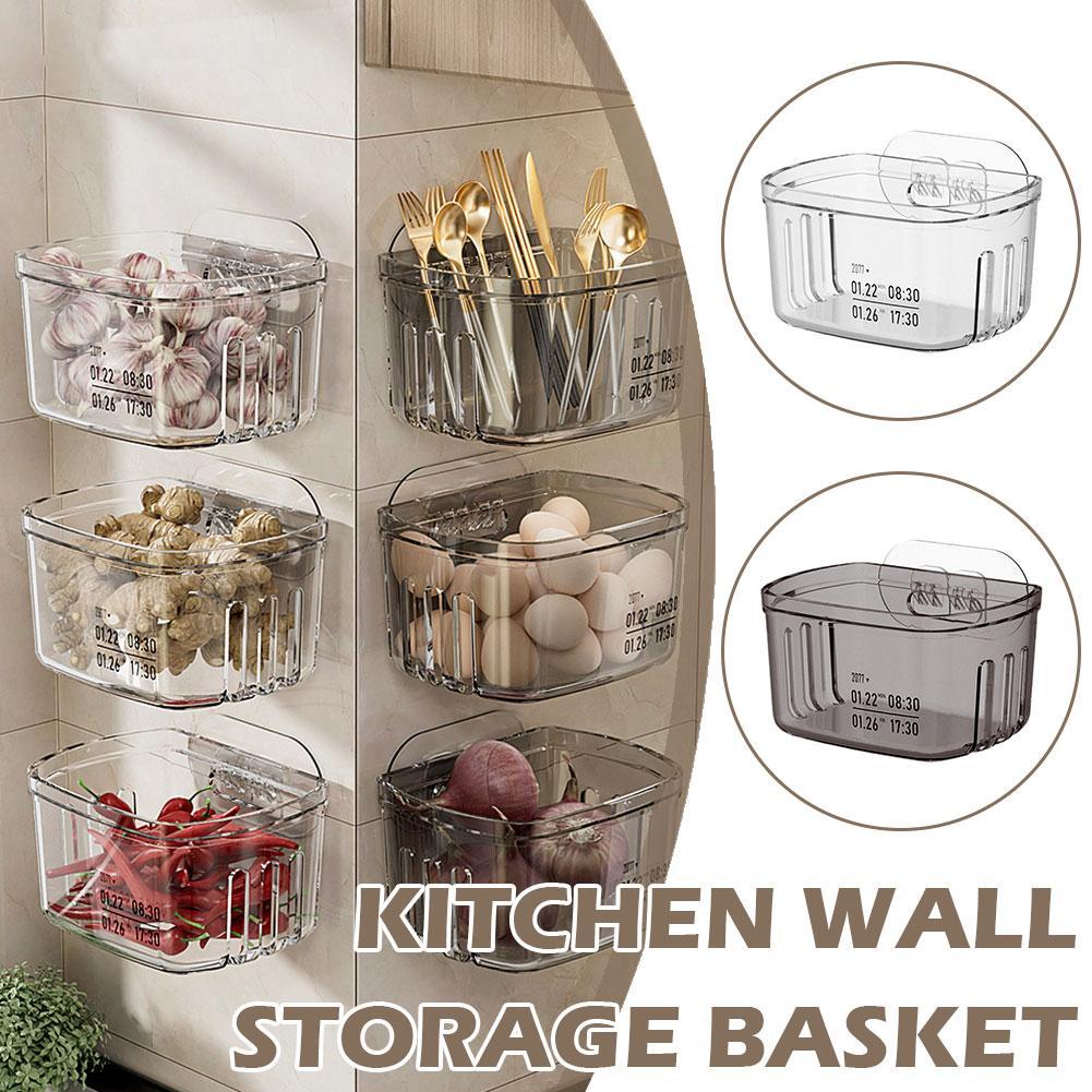 Multi-functional Wall Hanging Transparent Storage Box Shelf Food Kitchen Domestic Organizer Accessories Seasoning Storage N7X5