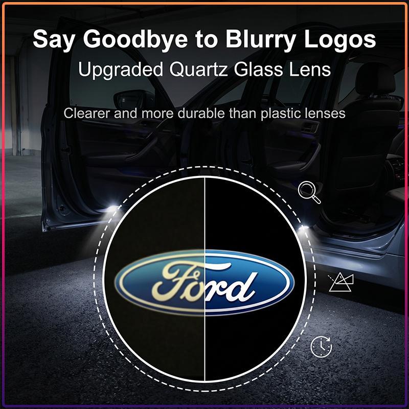 2pcs/Set Welcome LED Light Car Door Badge Wireless HD Projector Lamp For Ford Raptor Fiesta Focus 2 3 4 Mondeo Ecosport Mustang Fusion