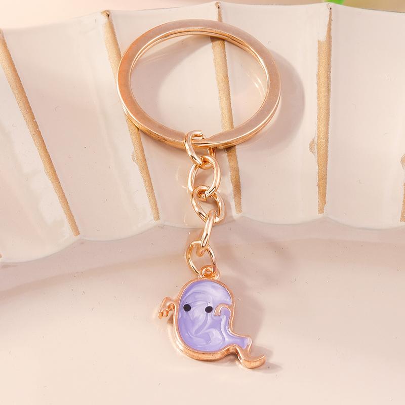 Cute Enamel Pumpkin Keychain Halloween Ghost Bat Key Ring Pendants for Handbag Decor DIY Halloween Jewelry Accessories