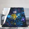 Warm Throw Blanket Plane Travel Horror Cartoon C-Coraline Blanket Flannel Bedspread For Sofa Home Novelty Sofa Bed Cover