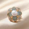 Women Brooch Imitation Pearls Enamel Glaze Flower Shape Shawl Pin Lapel Neckline Clip Anti-Exposure Buckle