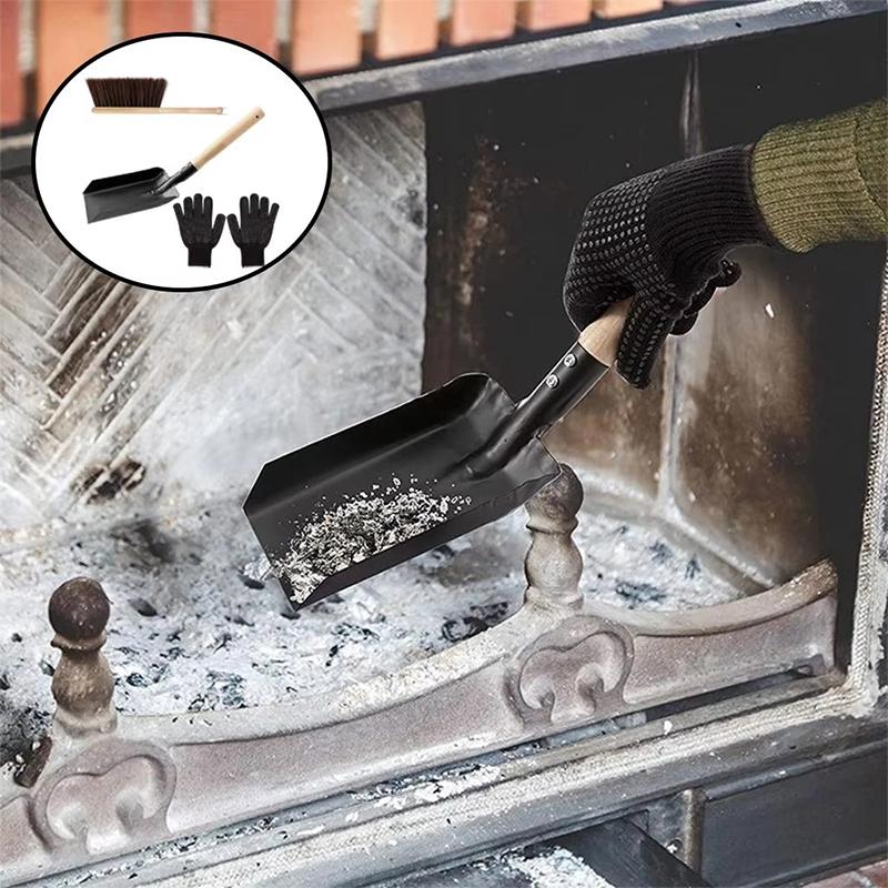 3PCS/SET Gloves Daily Necessities Iron Convenient Cleaning Kit Tidy Fireplace Tool Stove Brush Clean Iron Shovel