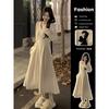 White V-neck Inner Dress, Children's Early Autumn Clothes, New Temperament Long Dress