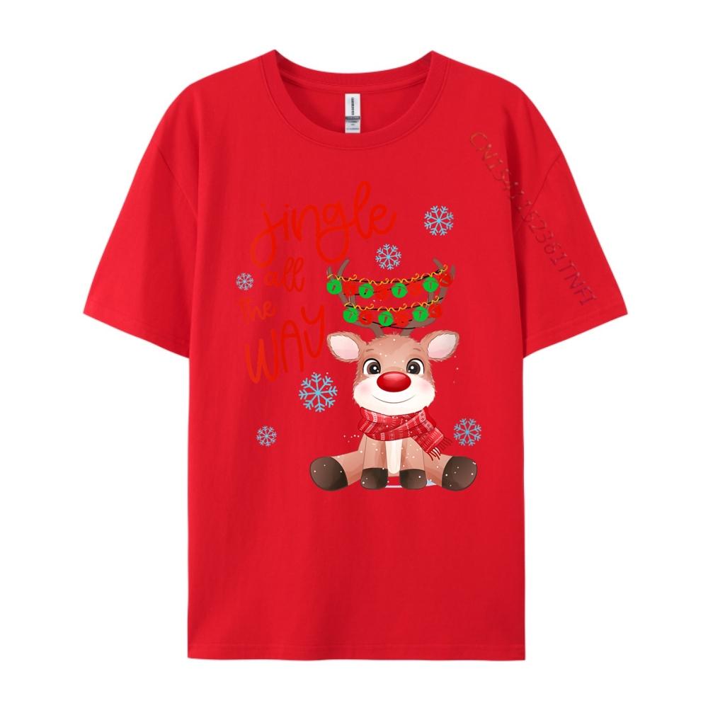 Jingle All The Way Reindeer Free Shippping Items Lowest Prices Comfortable Men Short Sleeve Tee Graphic Tshirts S