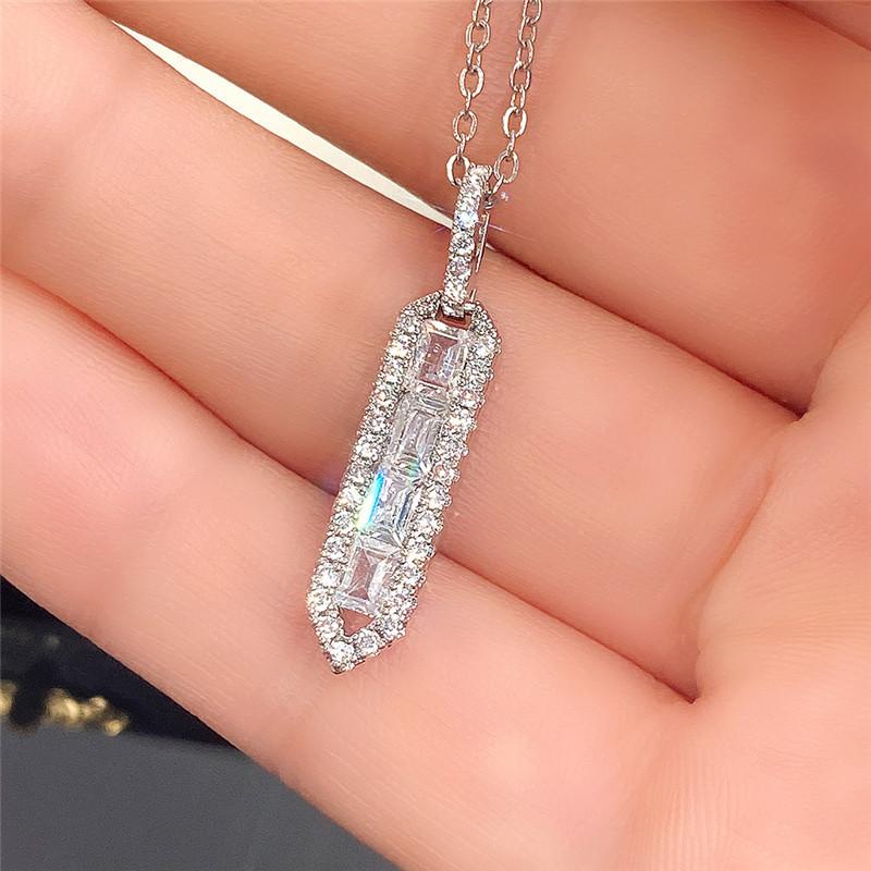 European And American Square Geometric Zircon Simple Necklace, Women'S High-End Fashion Temperament, Niche Design, Jewelry Whole