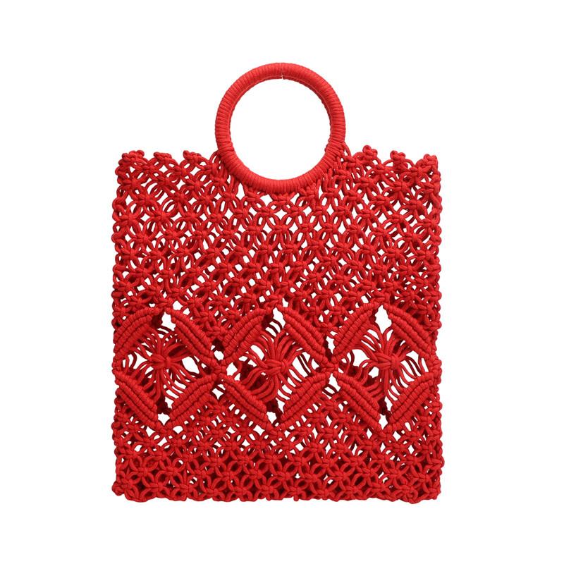 New Braid Solid Color Hollow Out Large Capacity Knit Top-Handle Bags Hot Sale Fashion Versatile Handbag for Beach & Daily Use