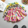 Summer Floral Print Shorts for Girls Pantskirt Kids Tutu Shorts Loose Leg Pants Girls Pleated Culotte Children Clothes
