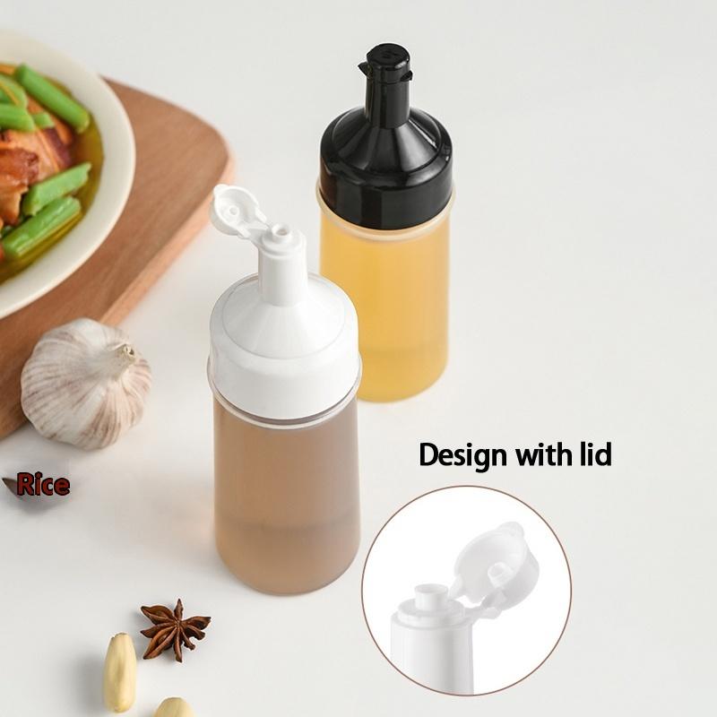 250Ml Kitchen Squeeze Seasoning Bottle With Rack Leak-Proof Condiment Empty Bottles