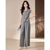 D.F.DEAR Korean Style Textured Sleeveless Top & Wide-Leg Pants Set