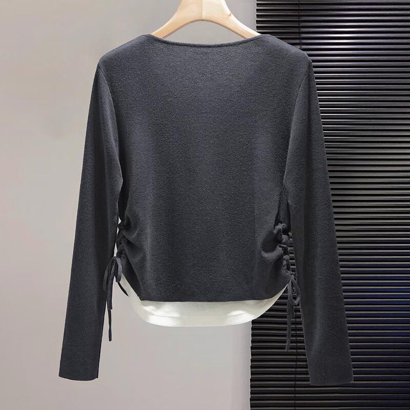 Women's Faux Two-Piece Wool Blend Knit Top