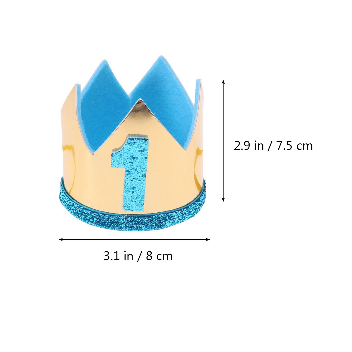 Sky-Blue Crown Hat Birthday Crown for Kids Party Hat Hairband Adorable Birthday Photo Prop Wedding Baby Shower Graduation 8X8X7.3CM