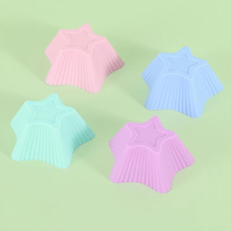12 Packs Reusable Silicone Cupcake Liners Random Color Cupcake Baking Cups Multicolor Silicone Muffin Liners Kitchen Accessories