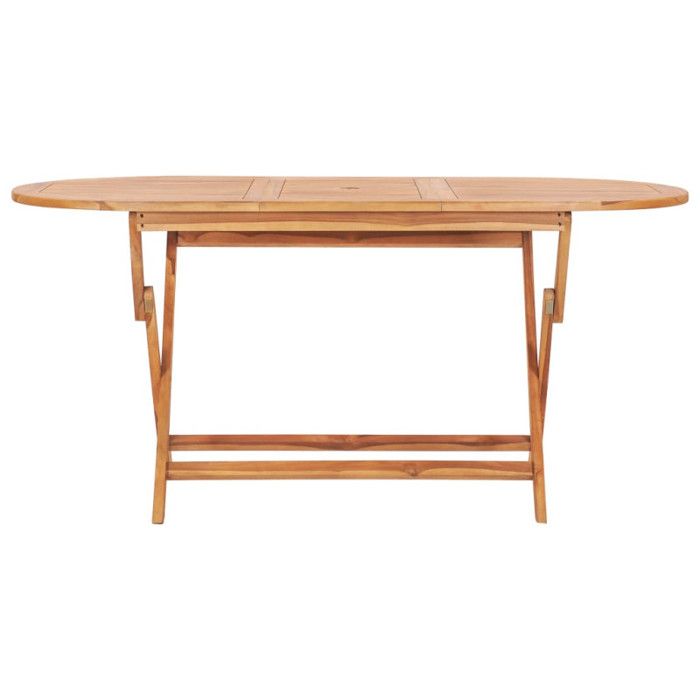 Folding Garden Table In Solid Teak Wood - VidaXL - Oval - 160x80x75 Cm - Brown