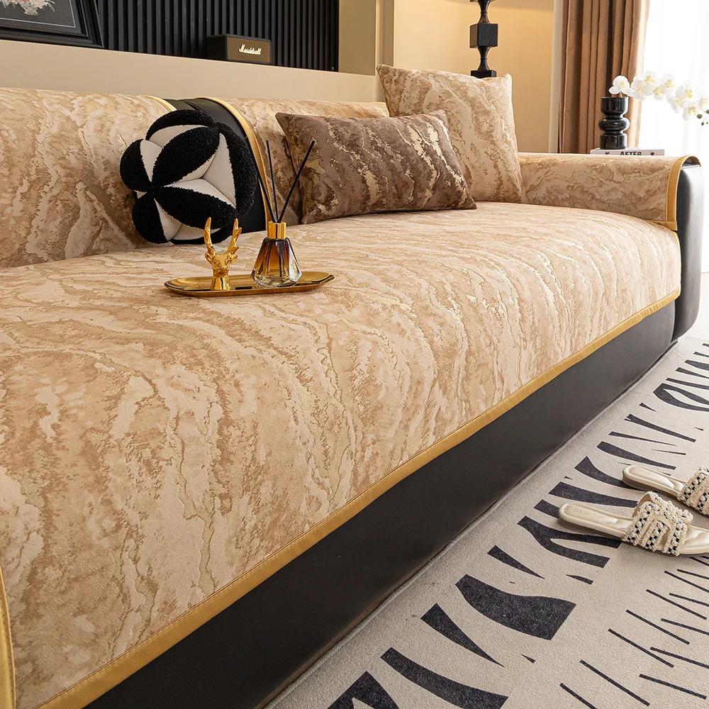 Nordic Retro Dutch Velvet Sofa Cushion 2025 New Four Seasons Universal Thickened Non-Slip Light Luxury Cushion Sofa Cover